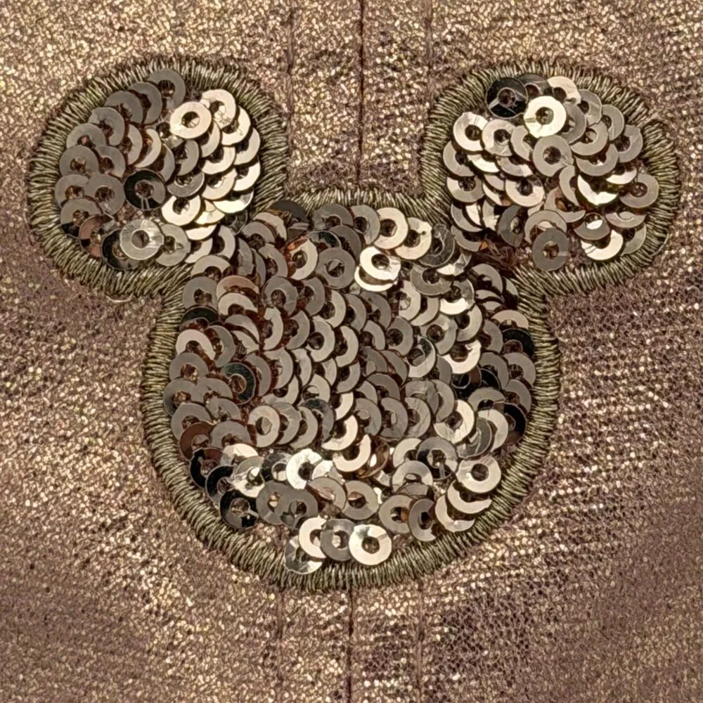 Disney Parks Rose Gold Mickey Hat Metallic Sequin Ears Logo Adjustable Cap Adult
